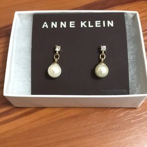 Anne Klein Gold-Tone Imitation Pearl Drop Earrings